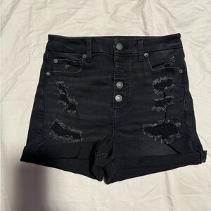 American Eagle Outfitters Black Jean Shorts Distressed Design